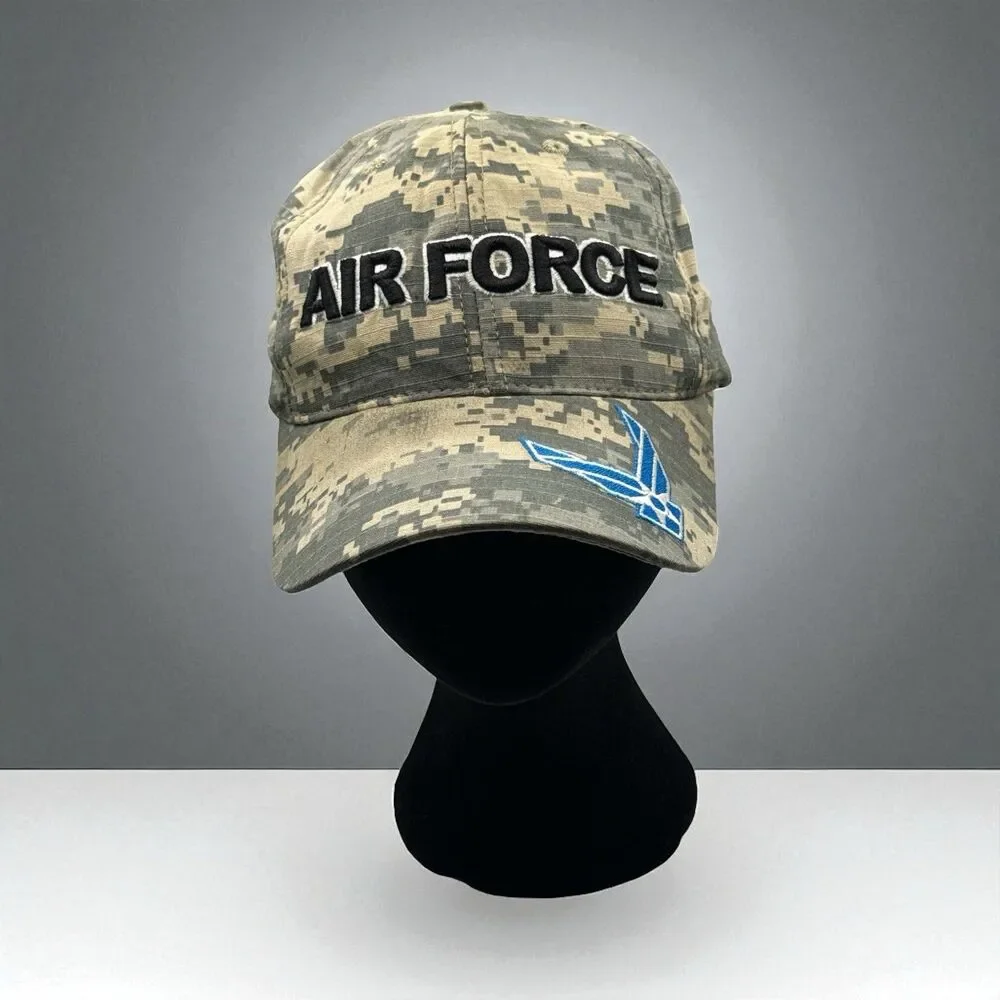 USAF US AIR FORCE Hat Military Baseball Cap Digital Camo Snapback USA VGC